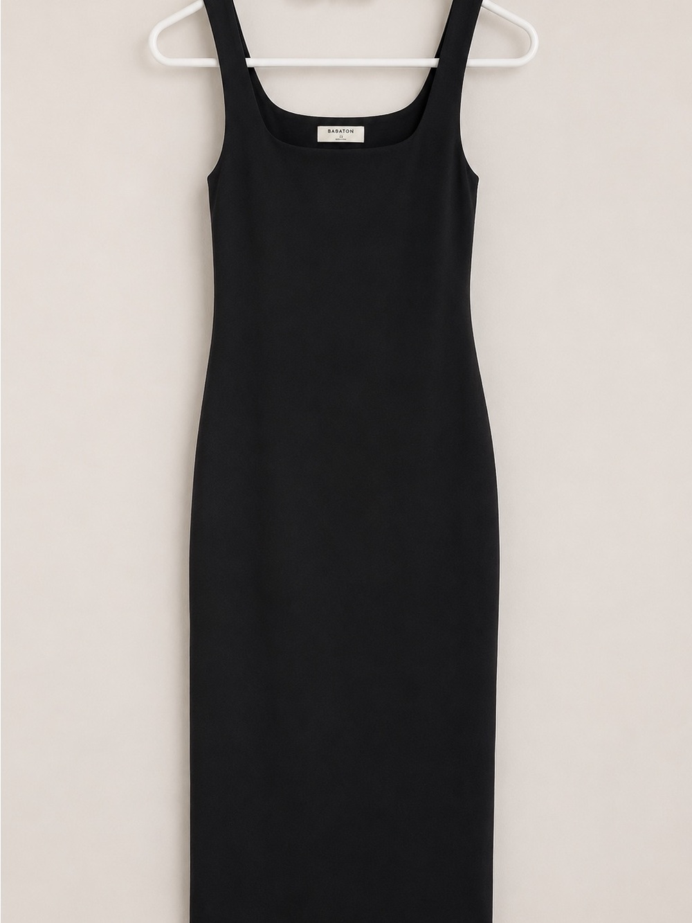 Babaton Black Square Neck Midi Dress S Bodycon Contour Minimalist